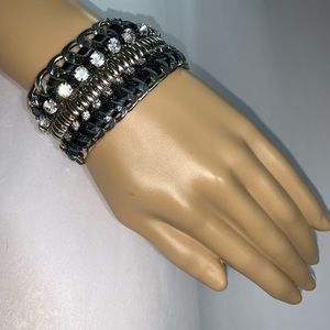NWT leather, chainlink & swarovsky crystal CUFF